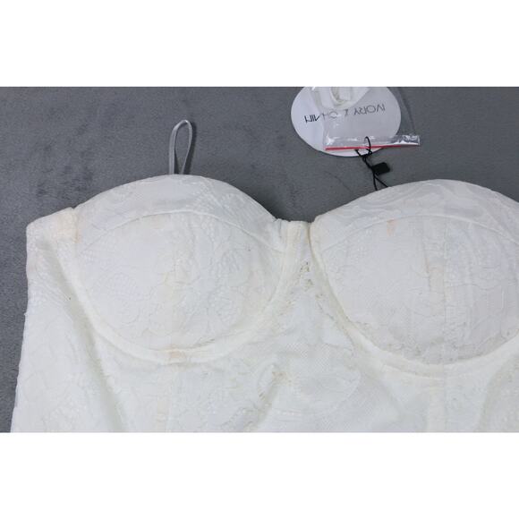 Ivory & Chain Lace Corset Bodysuit Women's White Floral Lace Size 8 NWT - Picture 5 of 15